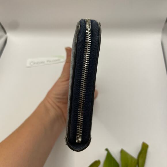 Celine Large Zip Around Wallet Multifuction Grained Calfskin Navy Blue - Picture 5 of 16